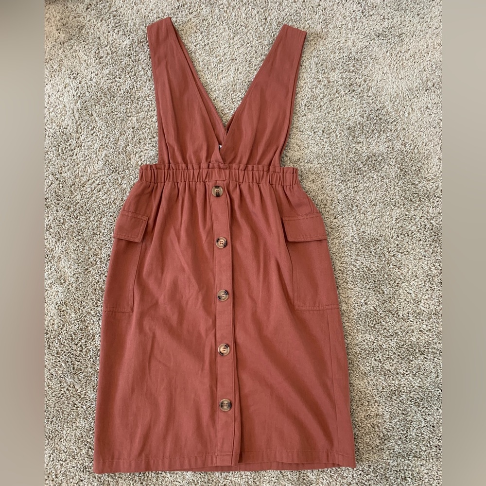 Polagram Strap Maroon Button Dress